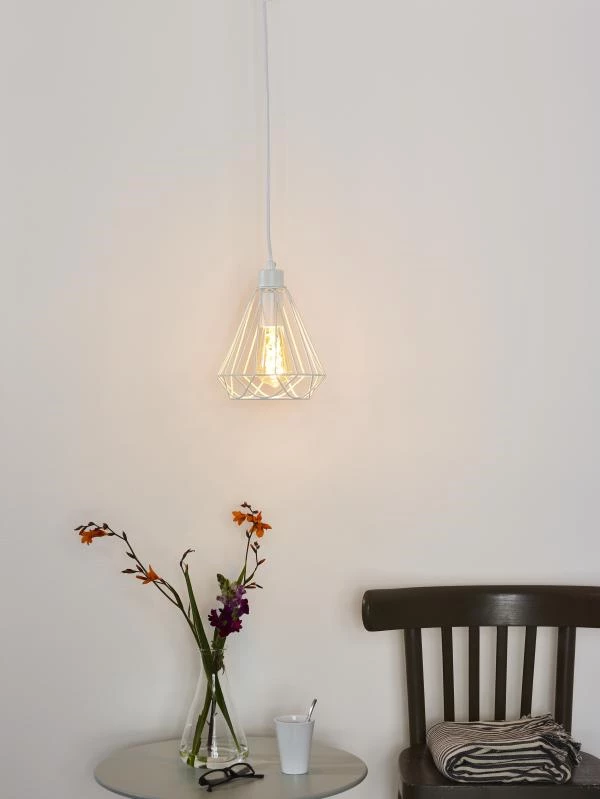 Lucide KYARA - Pendelleuchten - Ø 20 cm - 1xE27 - Weiß - SFEER 1
